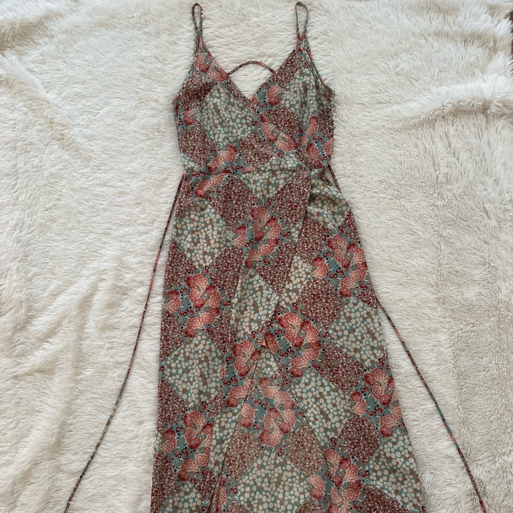 Small Les Amis Midi Pink & Blue Floral Dress